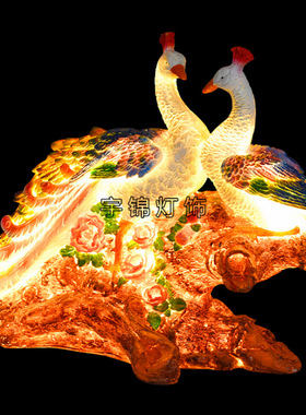 玫瑰花LED树脂发光长颈鹿组合 户外仿真孔雀动物造型灯