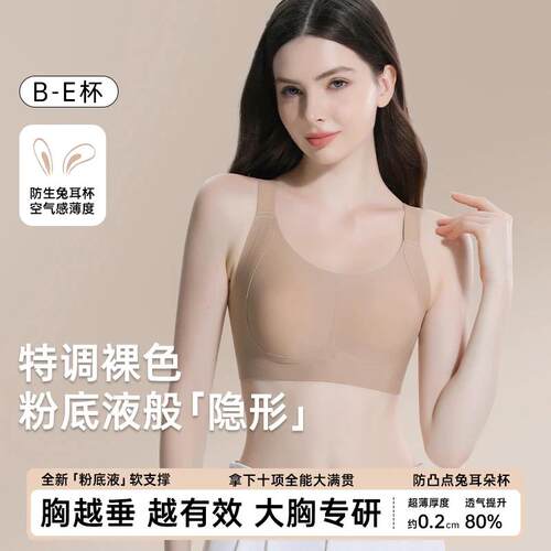 JKbra【买一送】10A大胸显小提拉可外穿薄款纸片人粉底液运动内衣