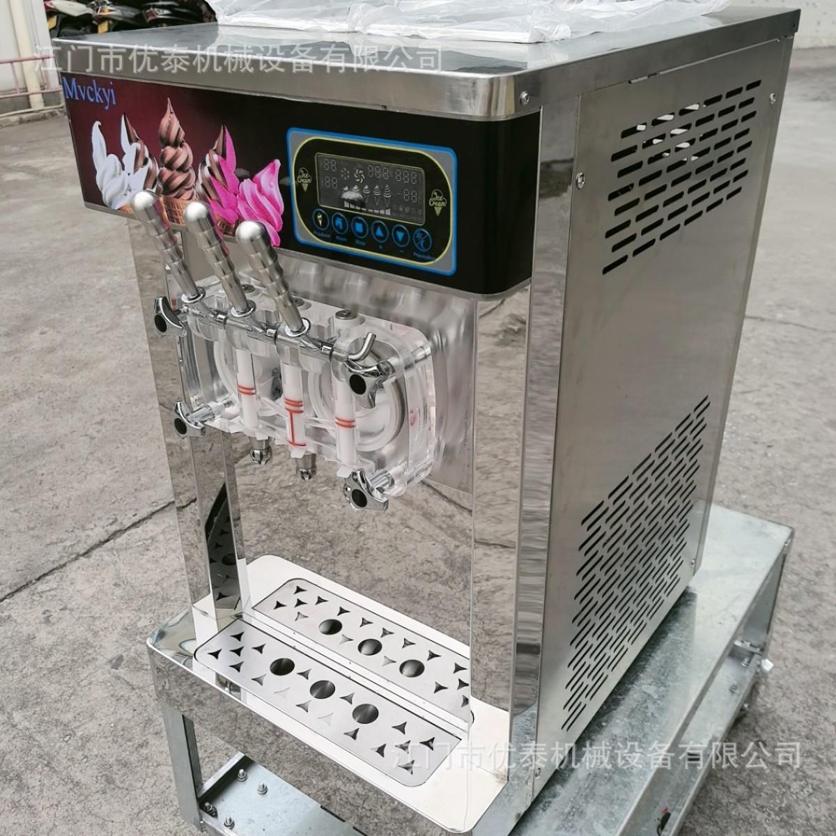 2025热卖火爆上市全自动台式三头软冰激凌机雪糕圣代冰淇淋机