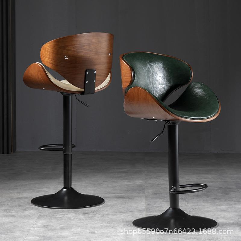北欧现代简约吧台椅子家用轻奢高脚椅实木靠背酒吧椅靠背高脚凳子