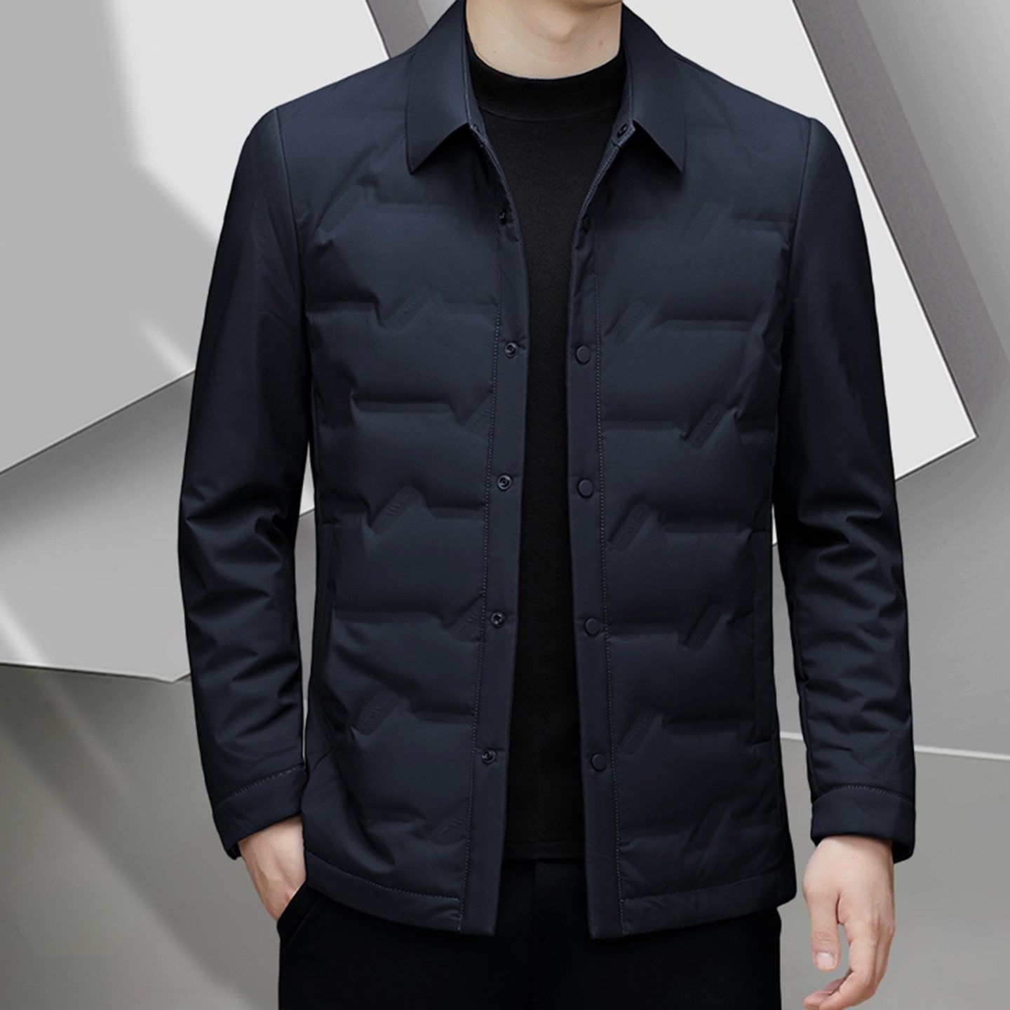 轻薄羽绒服男士秋冬季新款商务休闲保暖翻领修身加厚夹克潮牌外套