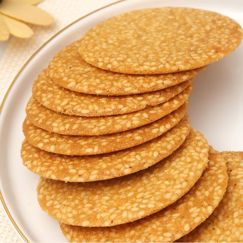蛋清薄饼薄脆芝麻煎饼饼干瓦片香甜煎饼芝麻饼传统糕点