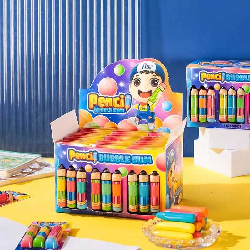 林小酱铅笔泡泡糖水果混合口味儿童奖励糖果创意休闲小零食超市