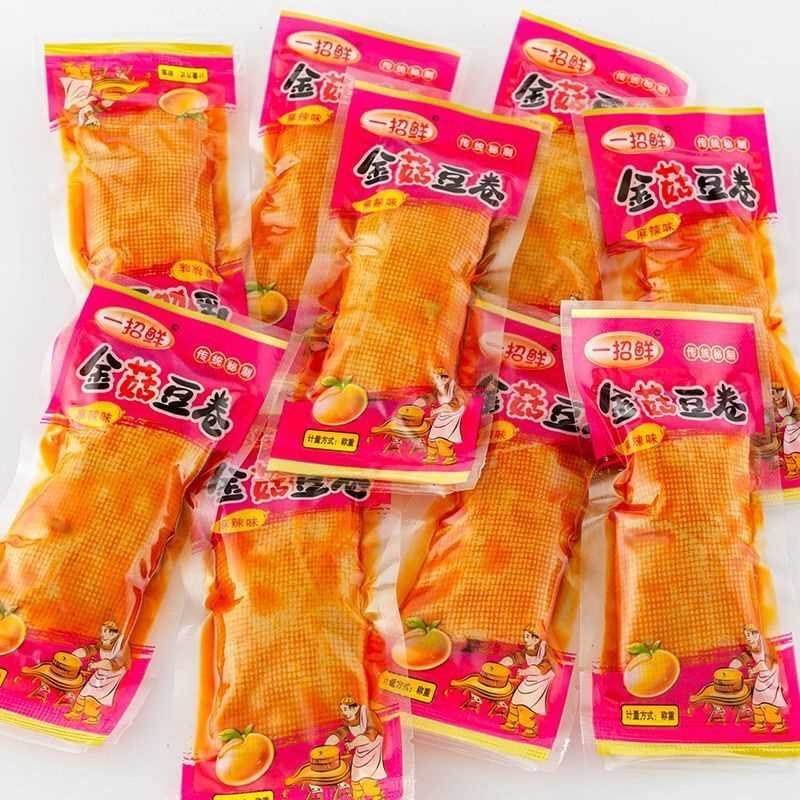 香辣金针菇豆卷解馋零食深夜休闲追剧开袋即食豆干豆皮豆制品麻辣