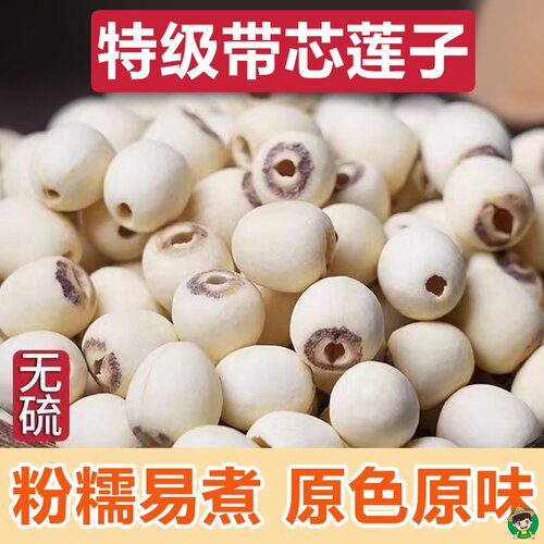 然莲子有芯新鲜特级莲带芯白莲子干货莲子天子莲子结婚用磨皮带芯