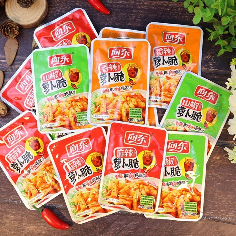 向东萝卜脆袋装湖南特产山椒香辣萝卜干条下饭菜休闲麻辣零食小吃