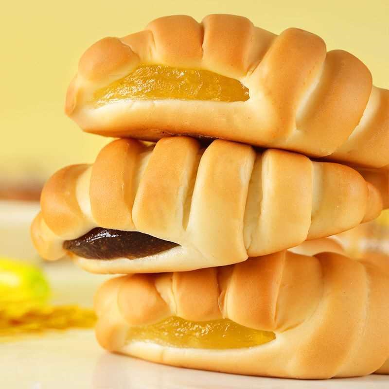 【特价2斤】水果夹心味面包营养早餐食品羊角面包小咸面包400g