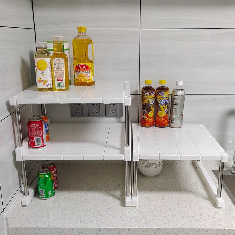 可伸缩置物架收纳架衣柜橱柜柜子桌面厨房浴室台面可叠加隔层隔板