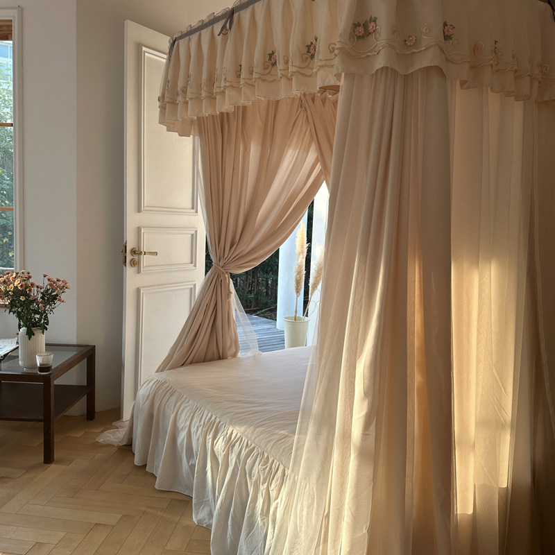 2023新款U型轨道双层家用公主风遮光帘床幔蚊帐防尘顶1.8m床卧室,床上用品,蚊帐,淘宝优惠券,粉丝福利购,淘宝优惠卷