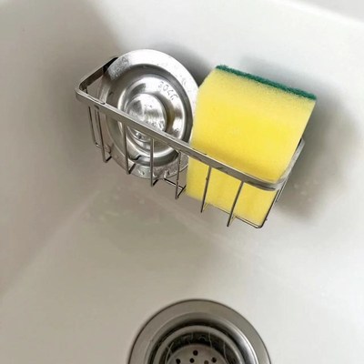 厨房水槽吸盘式海绵置物架不锈钢水池沥水架抹布洗碗擦收纳架