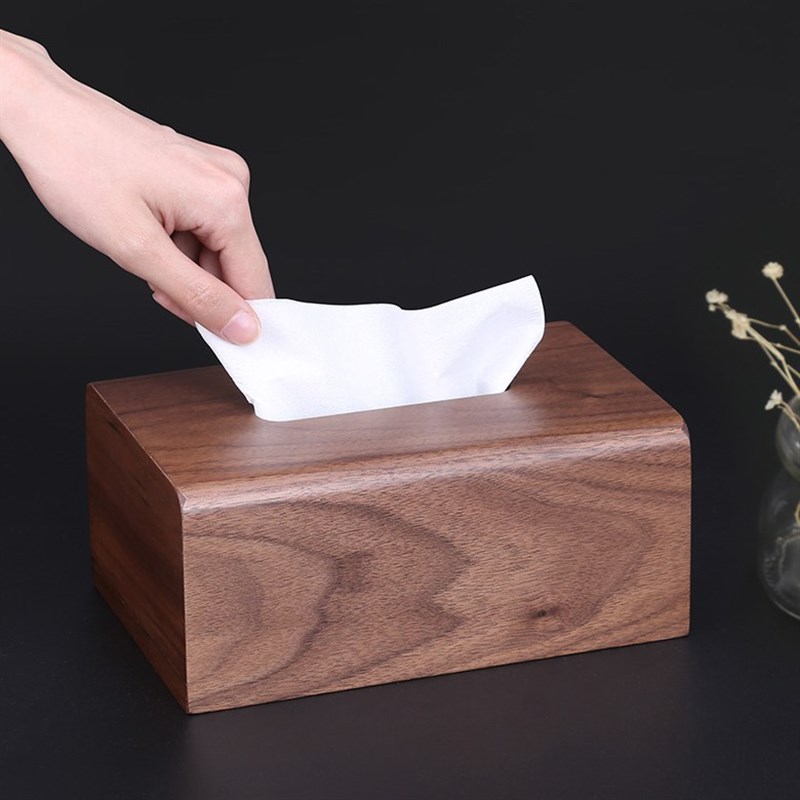 现货中式黑胡桃木纸巾盒木质餐桌抽纸盒家用茶几纸抽盒桌面收纳盒