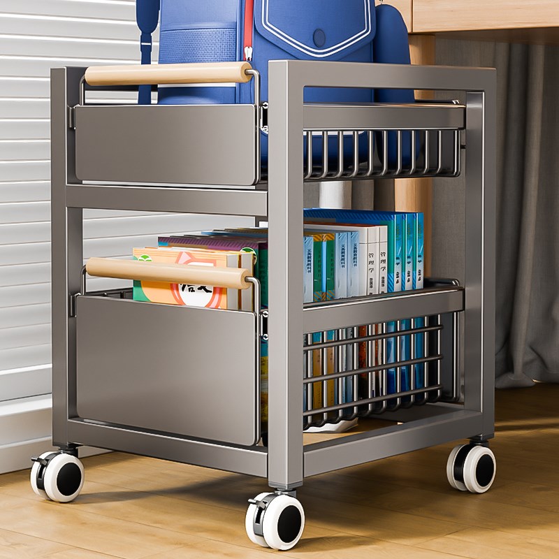 书包置物架家用学生书包架多层小推车书本收纳架桌下收纳神器书柜