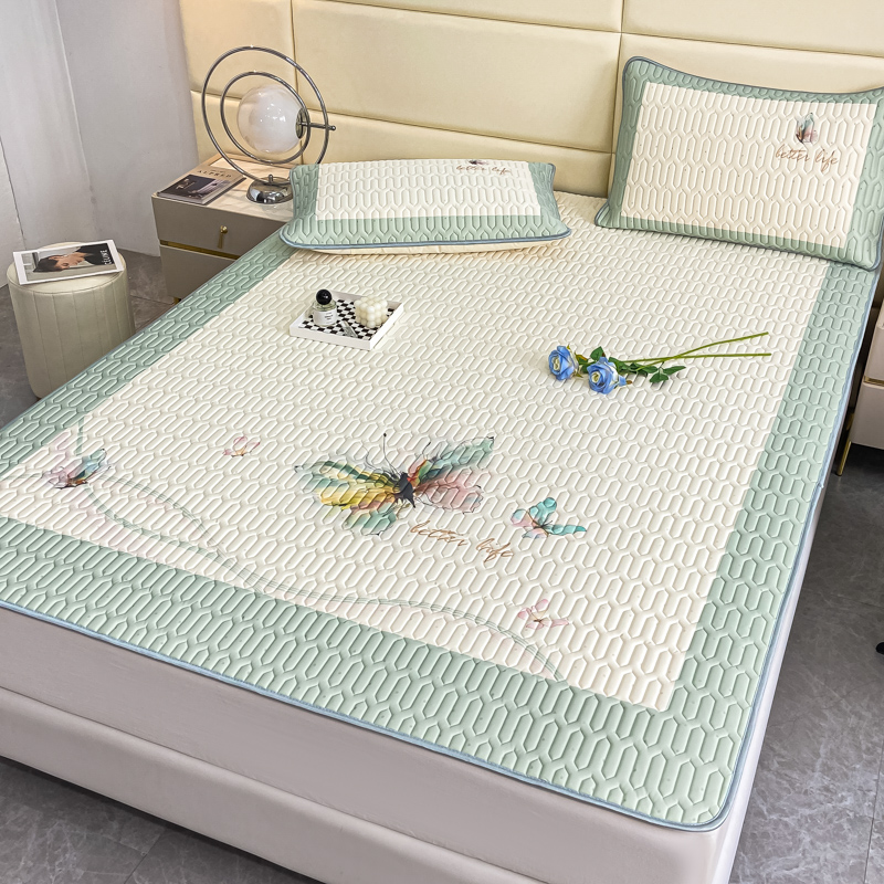 乳胶凉席床笠款冰丝凉席夏季床单款三件套可水洗冰丝席1.8母婴A类