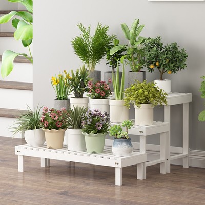 防腐实木花架子阳台单个落地式室内多层多肉绿萝客厅置物盆架简约