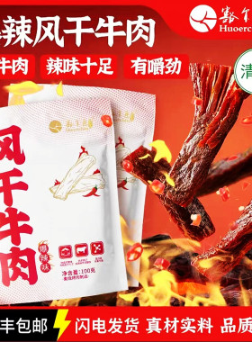 豁尔臣爆辣风干牛肉100g*2袋八成干清真草原特产麻辣牛肉干嚯尔臣