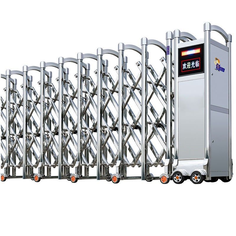 不锈钢电动伸缩门大门铝合金无轨自动推拉门工厂电动推拉门全自动