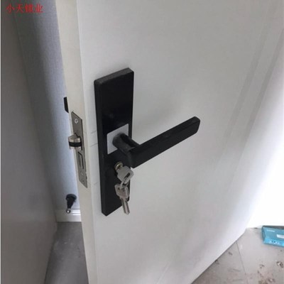 门锁家用通用型室内卧室房门锁静音黑色门锁实木门分体锁具磁吸.