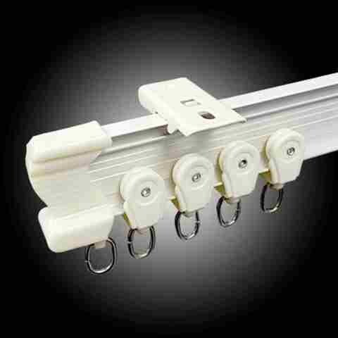 飘窗阳台窗帘轨道弯轨塑料浴室软杆滑轮滑道顶装侧装弯曲单双导轨