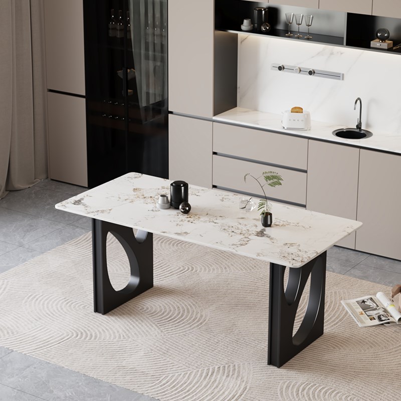 大理石金属桌腿支架岩板不锈钢餐台脚实木大板茶桌脚办公奢石底座