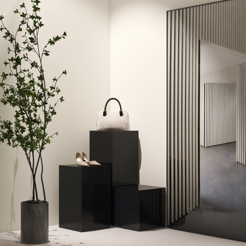 黑色方形地台摄影站台试衣台直播台模特地台几何体橱窗装饰陈列架