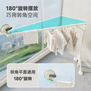吸盘折叠晾衣架室内阳台伸缩玻璃晒衣杆一根可移动晒被子神器挂衣