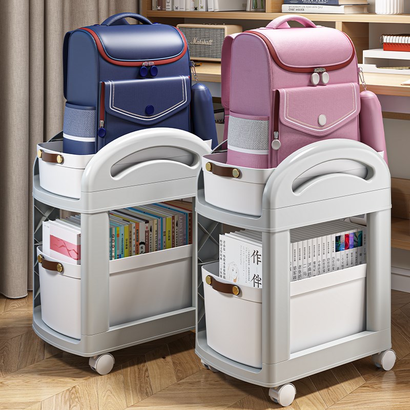 书包置物架桌面收纳盒收纳柜小推车抽屉式可移动书架带轮放包神器