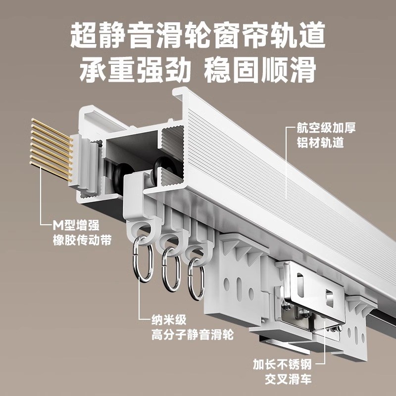 平头熊X1超薄隐形电机Mesh2.0接入米家APP语音控制隐藏式智能窗帘