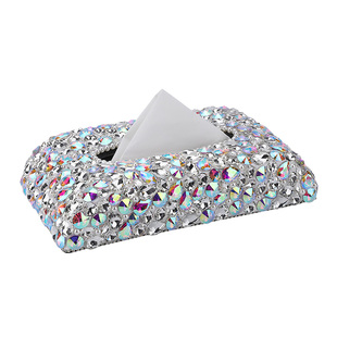 车载汽车纸巾盒座式时尚镶钻车内百搭创意大气抽纸盒女士气质通用