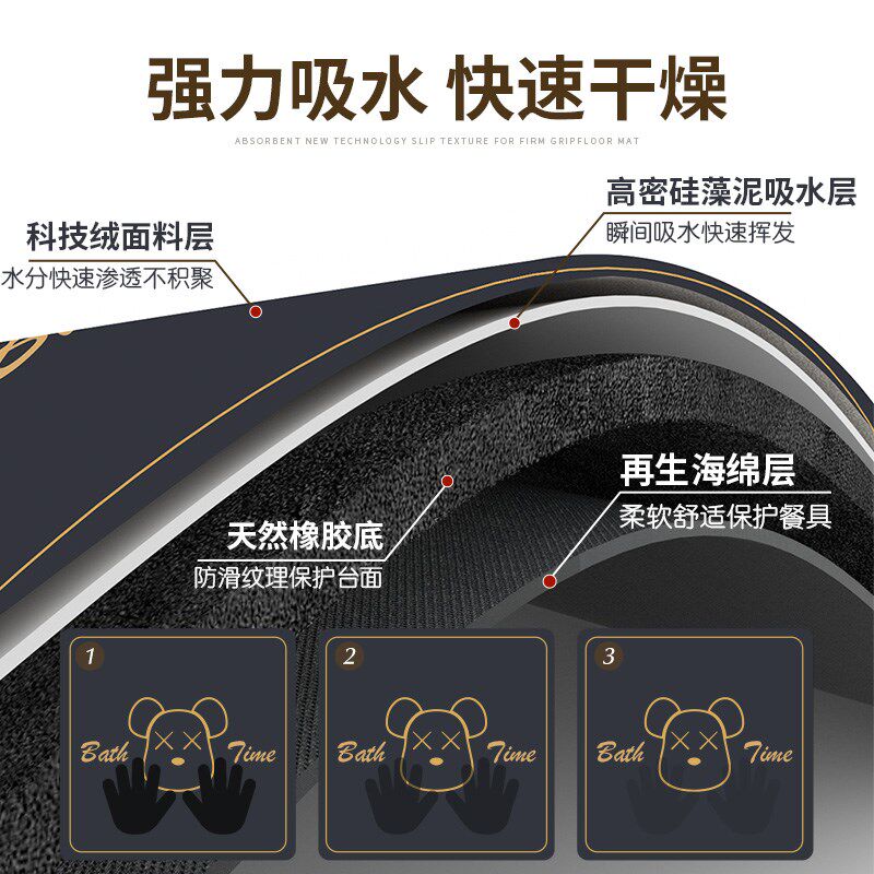 床头柜盖垫防水防油桌垫冰箱洗衣机盖布台面沥水垫子网红轻奢