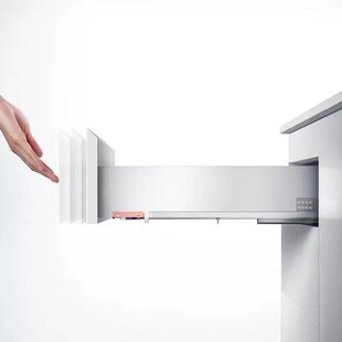 悍高抽屉托底轨道阻尼自吸缓冲反弹三节橱柜滑轨静音滑道底装导轨