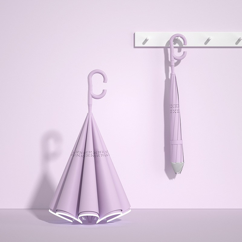 男女双层自动开伞车载反向伞雨伞长柄伞晴雨伞抗风暴雨伞带反光条