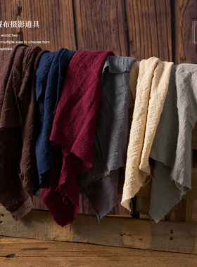 做旧餐布美食拍照道具 复古装饰背景布棉麻肌理餐巾茶巾摄影拍摄