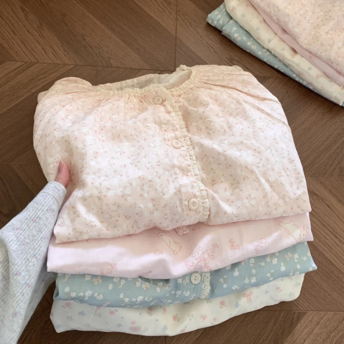 纯棉睡衣布料100全棉双层纱花边