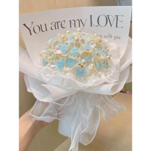 不凋谢玫瑰花束手工diy材料包自制仿真手捧花送女友520情人节礼物