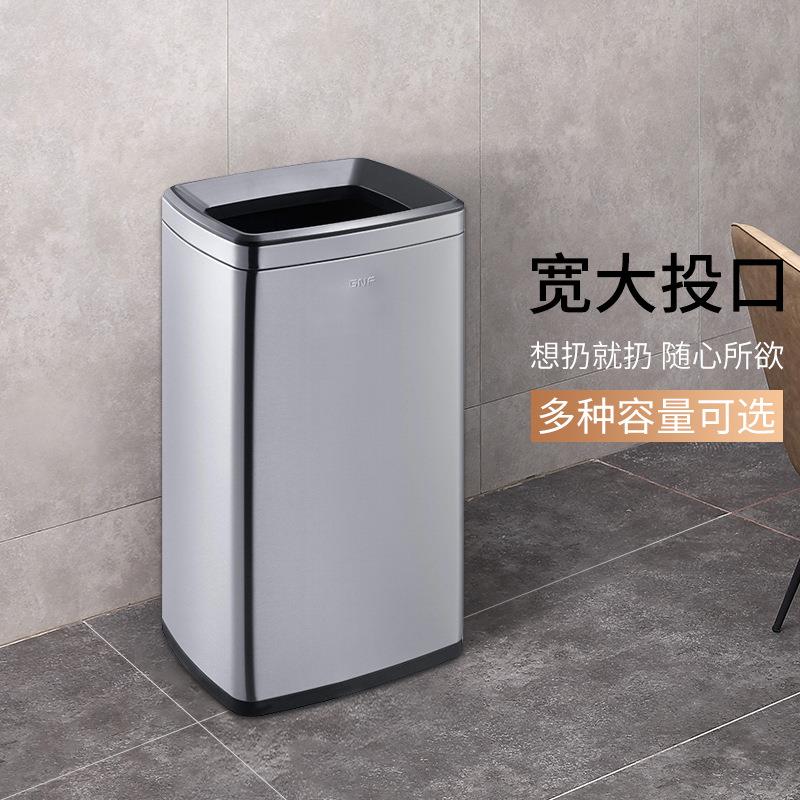 酒店不锈钢电梯单桶垃圾桶家用室内简约时尚不锈钢垃圾桶