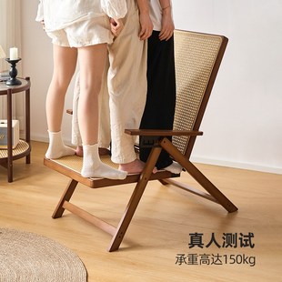 藤编竹躺椅折叠午休可坐可躺户外老人藤椅结实耐用阳台休闲椅
