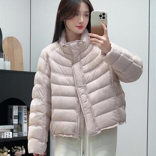 韩系简约立领排骨羽绒服女短款25冬季新超好看的90白鸭绒G102209