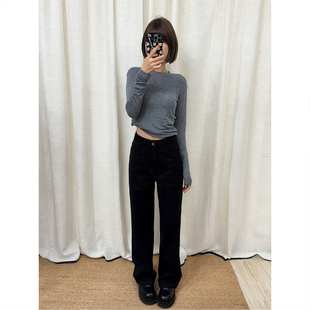 裤 肯豆同款 王 扭缝加绒直筒牛仔裤 百搭显瘦 ASBR 25冬新款 原C料