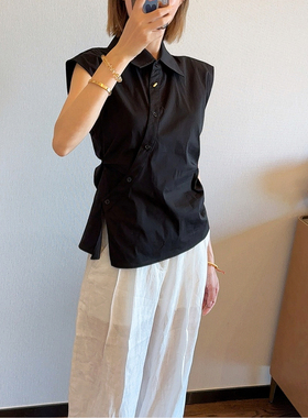 9.12 （断码，非7天，介意者勿下单）新中式衬衣收腰不规则上衣女
