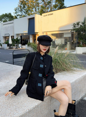 ASBR 原C料！彩色纽扣小香风绵羊毛流苏圆领夹克25秋新款名媛气质