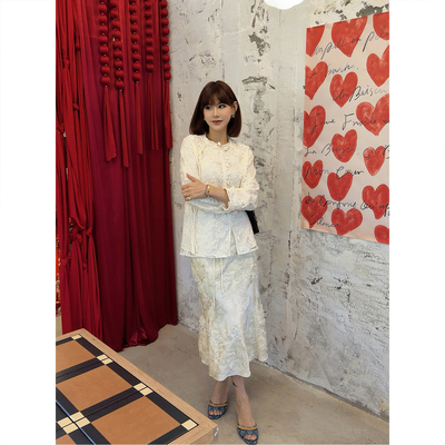 网纱刺绣新中式衬衫立体绣花半裙