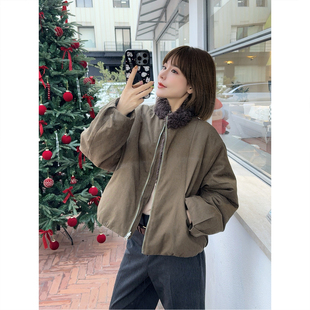 莱赛尔棉宽松廓形派克服 双面穿羊毛夹克外套女25冬新款 ASBR 原C