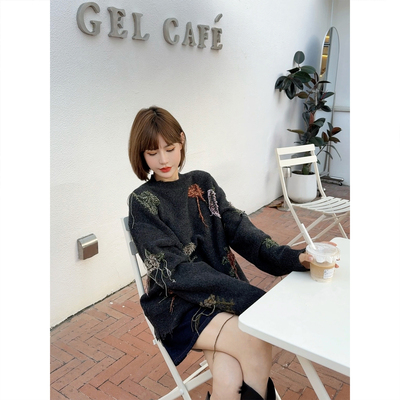 100%绵羊毛粗纺流苏减龄百搭毛衣