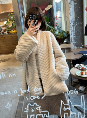 ASBR 原C！贵贵感的人字纹全抽刀仿皮草外套25冬新款气质高级上衣