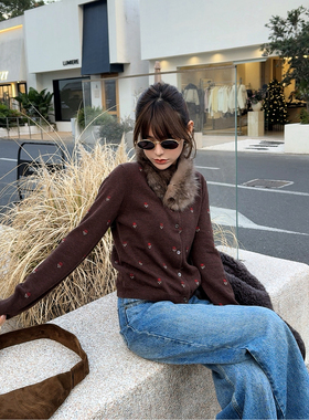 ASBR 原C纱！限量~100%山羊绒小提花圆领软糯针织开衫25冬新款女