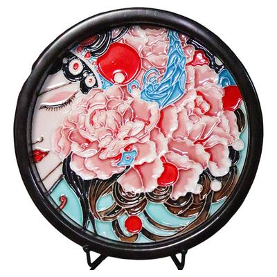实木茶盘台文奢摆轻镶嵌老托盘18收纳客厅圆瓷创榆木版画桌面茶