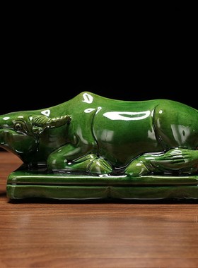 陶瓷卧牛水牛黄牛耕牛瓷黄牛摆件厨房卫生间家居补角客厅玄关摆件