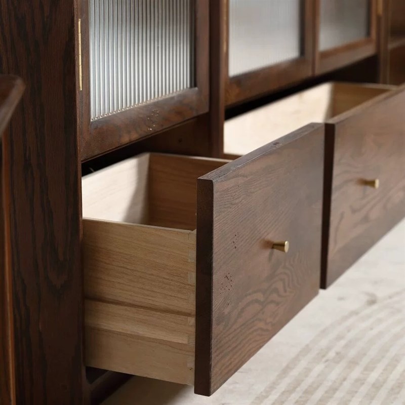 全实木红橡木布拉格书柜组合书架落地组合背景墙书柜红橡木胡桃色