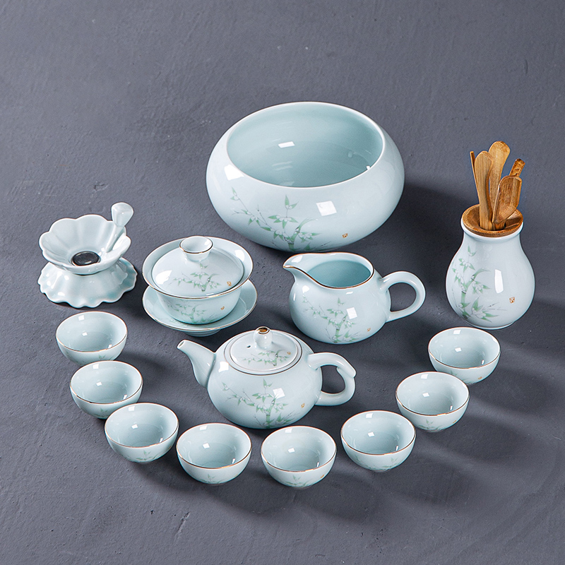 功夫茶具套装小套家用轻奢中式陶瓷办公室会客茶壶茶杯泡茶杯