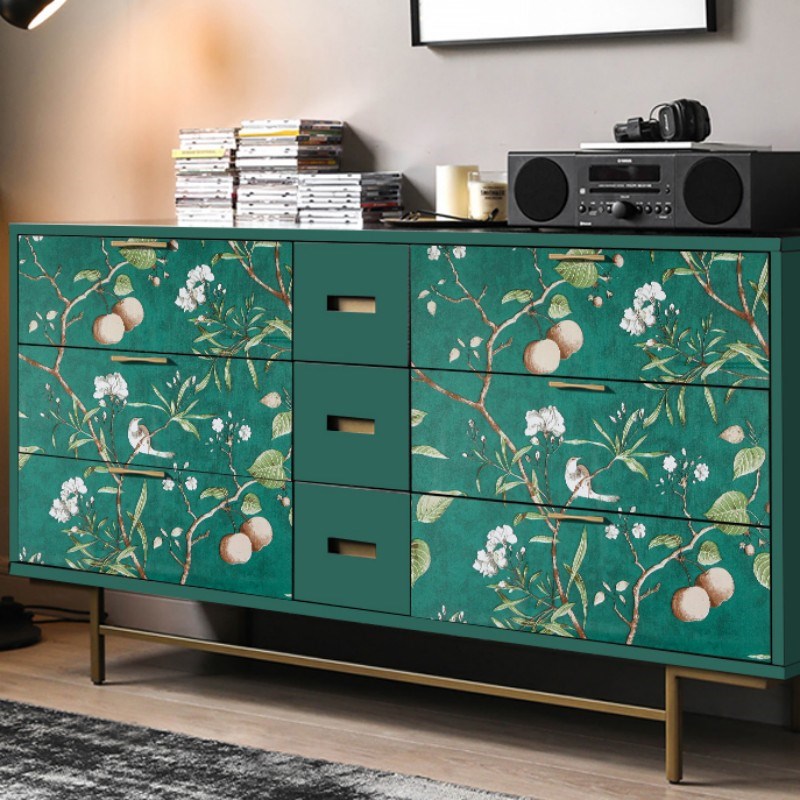 美式贴纸柜子衣柜橱柜鞋柜装饰旧家具改色翻新贴复古田园带花墙纸